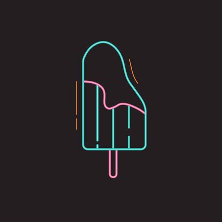 Set of Summer Icon with Neon Style - 02. Ice Creamのイラスト素材