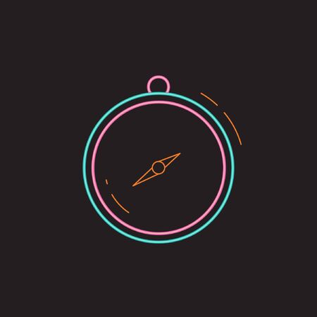 Set of Summer Icon with Neon Style. Compassのイラスト素材