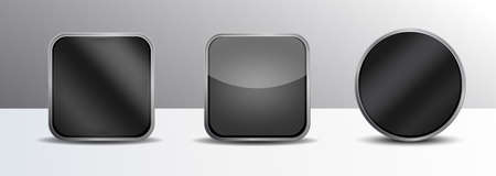 App icons shape frame template in dark black color vector 3D feel. Can direct place your icon logo in it.のイラスト素材