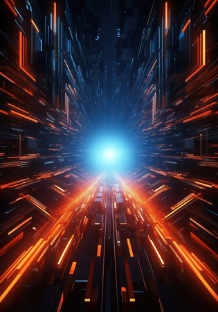 Abstract realms fractal burst technology line futuristic 3 dimension background. Generative aiの素材