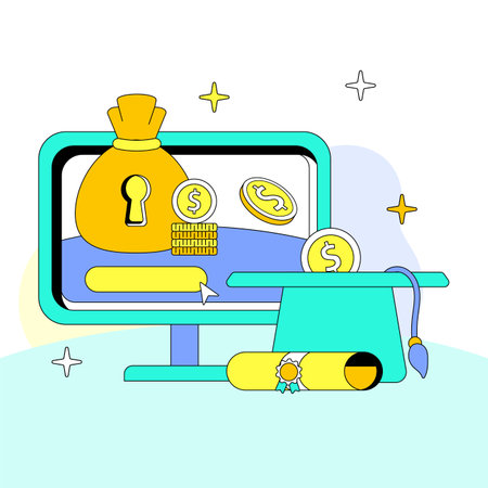 Digital banking education loan payment illustrationのイラスト素材