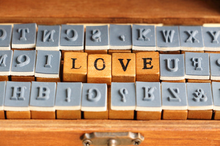 The word \\\"love\\\" in rubber letterpressの写真素材