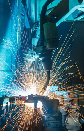 welding robots represent the movement. In the automotive parts industry.の写真素材