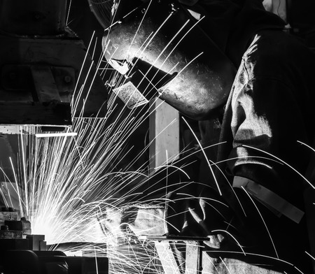 welder Industrial automotive part in factory black whiteの写真素材