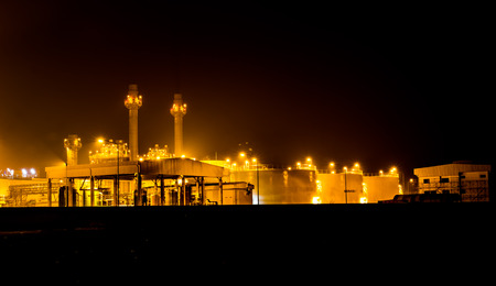 Power plant Working At Night, at Thailandの写真素材