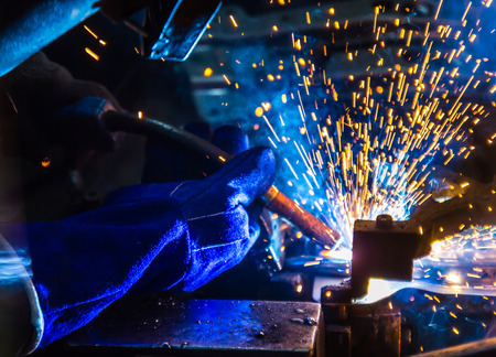 welding work in cars factory  industrial