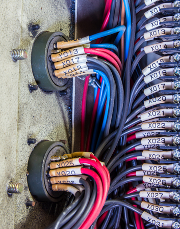 Wiring - Program control panel with wires in industry
