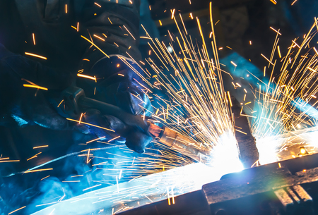 welding work in cars factory  industrial
