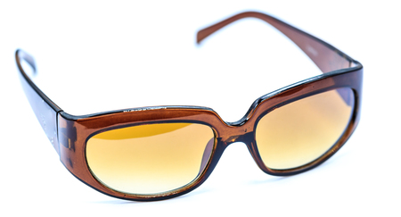 Fashion Sunglasses on Summer sun protection on white backgroundの写真素材