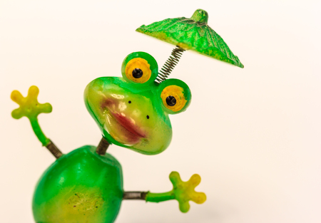 Toy Frogs isolated on White a Backgroundの写真素材
