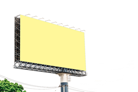 The Blank billboard. on White sky a backgroundの写真素材