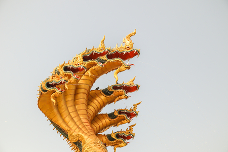 dragon naga statue in temple thaiのeditorial素材