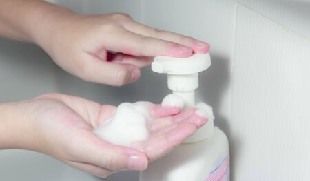 Washing of hands with soapの写真素材