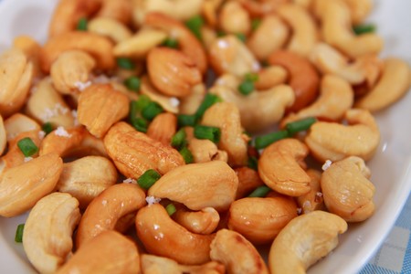 cashew nut with salt in thai food.の写真素材