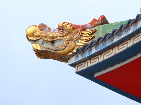 An chinese dragon found on the roof of chinese temple.