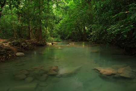 green river in green forest, Thailand.の写真素材