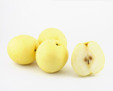 Chinese pears on white background.の写真素材
