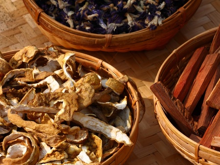 thai dry herb use for Thai herbal medicine.の写真素材