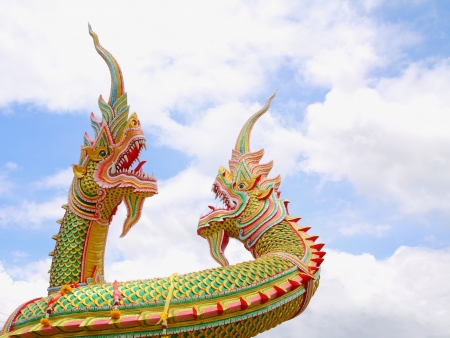 Buddhist mythical figure of Naga at temple  in Kanchanaburi, thailand の写真素材