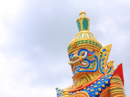 Statue the  giant face  at Thai temple in  Thailandの写真素材