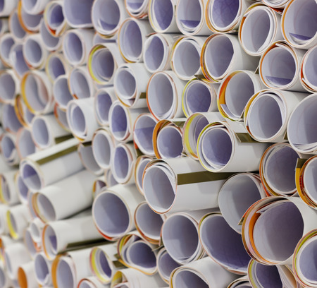 pile of paper roll, abstract background.の写真素材