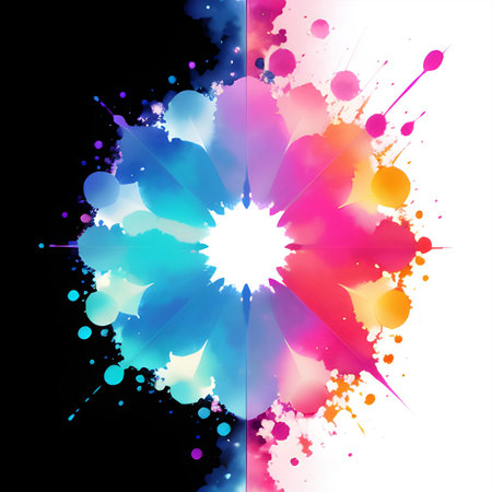 Abstract colorful background with blots and splashes. AI generated illustration.の素材
