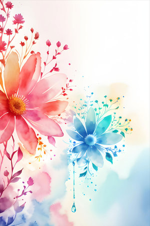 Abstract watercolor floral background illustration. AI generated.の素材