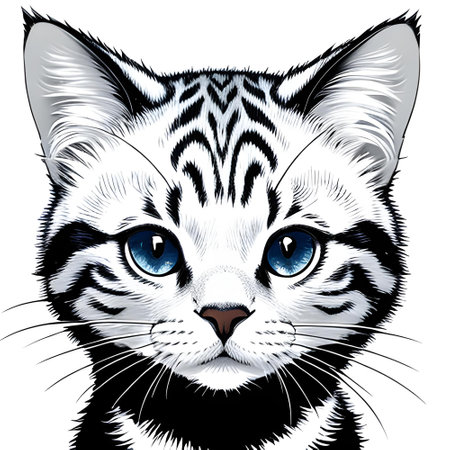 a portrait of a cat with blue eyes on a white background. ai generative artの素材