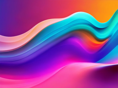 Colorful abstract background with multicolor dynamic waves. AI generative illustration for your designの素材