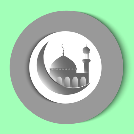the mosque and the crescent moon in a circle of paper cutのイラスト素材