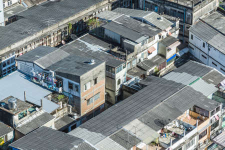 Bangkok, commercial building, townhouse or household building, close up view from roof top