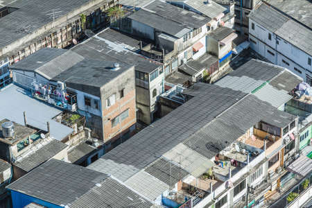 Bangkok, commercial building, townhouse or household building, close up view from roof top