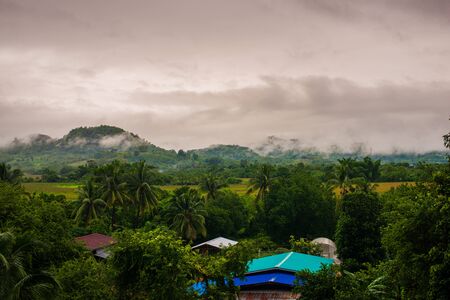 Rain clouds that form near the villageの写真素材