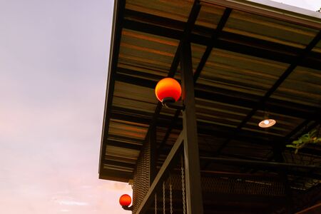 Lamp decorated in a restaurant, near the night