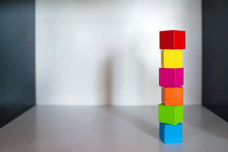 Colorful rectangles, children's toys are on the shelves.の写真素材