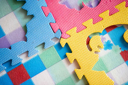 Jigsaw puzzles made of foam are colorful and fun for children to play with.
