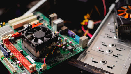 Check for symptoms of a computer, not turning on by a repair technicianの写真素材