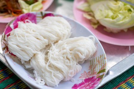Chinese noodles or noodles can be eaten  ,som tum.の写真素材