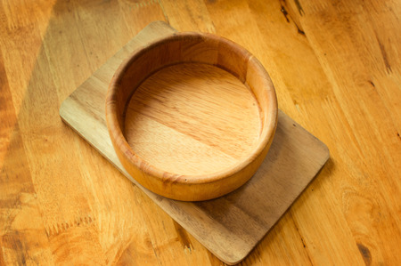 Empty wooden bowlの写真素材