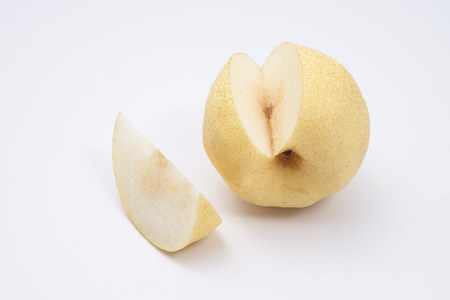 fresh pear on white background.の写真素材