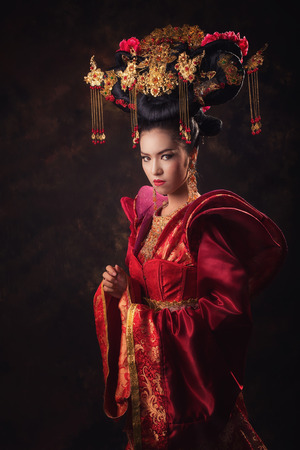 Asian woman in tradition dressの写真素材