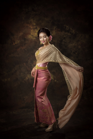 Asian woman in tradition dressの写真素材