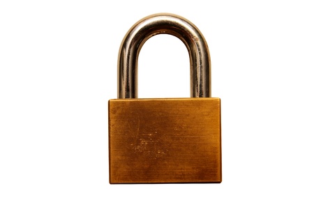 the old padlock on white background