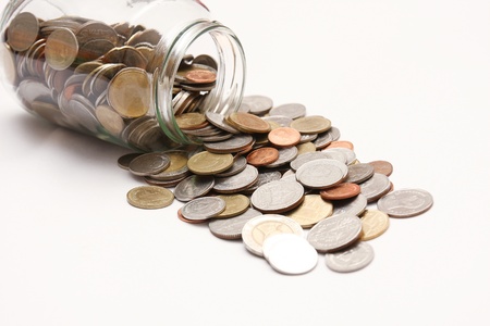 coins in a glass jar