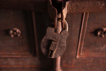 Antique old key has been lockingの写真素材