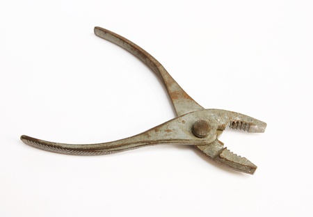 old tools, pliers, pincers, isolated on a white background 