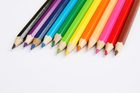 colored pencils on white backgroundの写真素材