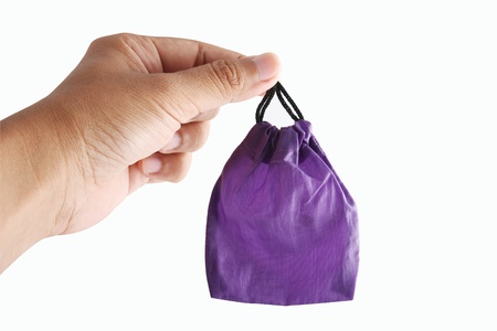 Hand hold Purple bagの写真素材