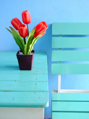 Tulips on the table,Decoration in room  の写真素材