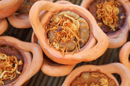 Thai Native Egg custard Ka nom mor kang の写真素材